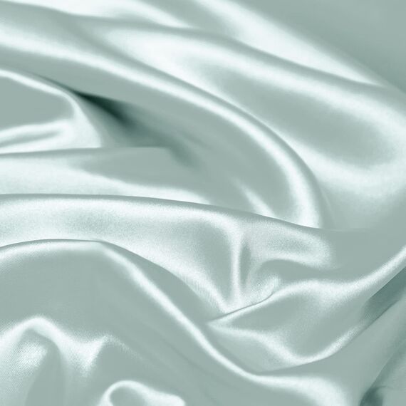 Vonty Satin-Bettlaken-Set, seidig-weiches Satin, 1 Spannbettlaken mit tiefen Taschen + 1 Bettlaken + 2 Kissenbezüge, Eisblau