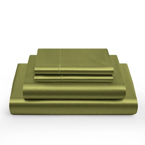 Vonty Satin-Bettlaken-Set, seidig weiches Satin, 1 Spannbettlaken mit tiefen Taschen, 1 Bettlaken und 1 Kissenbezug