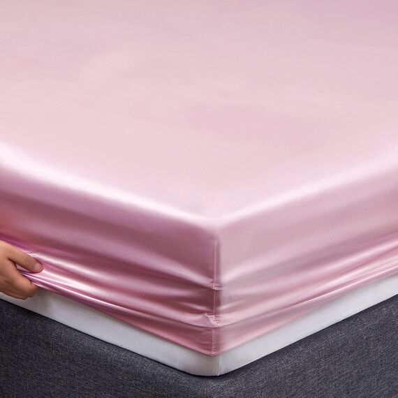 Vonty Satin Sheets California King Seidig weiches Satin-Bettwäsche-Set, 1 tiefes Spannbetttuch + 1 Bettlaken + 2 Kissenbezüge