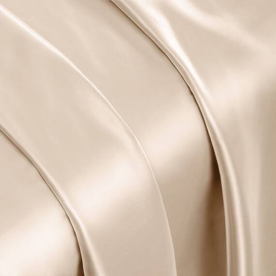 Vonty Satin Sheets California King Seidig weiches Satin-Bettwäsche-Set, 1 Spannbettlaken mit tiefen Taschen + 1 Bettlaken + 2 Kissenbezüge, Beige