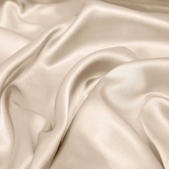 Vonty Satin-Bettwäsche-Set, seidig-weiches Satin, 1 Spannbettlaken mit tiefen Taschen, 1 Bettlaken und 2 Kissenbezügen, Beige