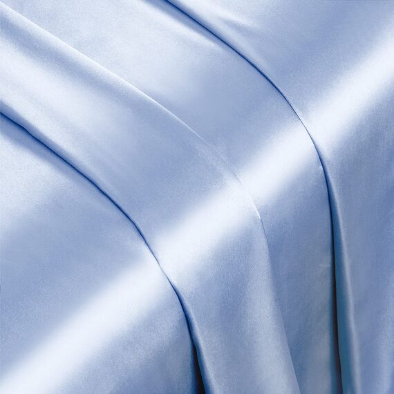 Vonty Satin-Bettlaken-Set, seidig weiches Satin, 1 Spannbettlaken mit tiefen Taschen + 1 Bettlaken + 1 Kissenbezug, Babyblau
