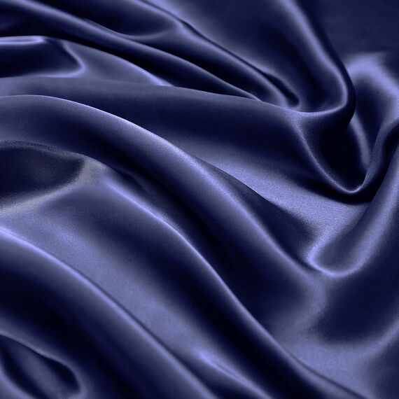 Vonty Satin Sheets California King Seidig weiches Satin-Bettwäsche-Set, 1 Spannbettlaken mit tiefen Taschen + 1 Bettlaken + 2 Kissenbezüge, Marineblau