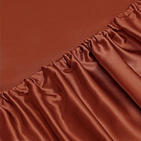 Vonty Satin-Bettlaken-Set, seidig weiches Satin, 1 Spannbettlaken mit tiefen Taschen + 1 Bettlaken + 1 Kissenbezug in Rost-Orange