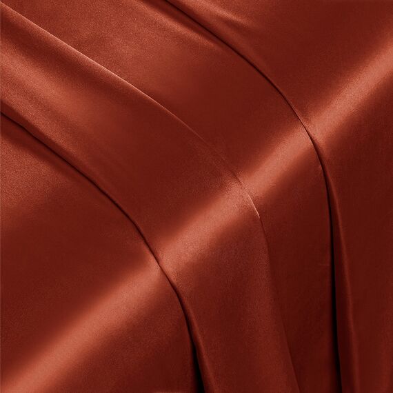 Vonty Satin Sheets California King Seidig weiches Satin-Bettwäsche-Set, 1 Spannbettlaken mit tiefen Taschen + 1 Bettlaken + 2 Kissenbezüge, Rostorange