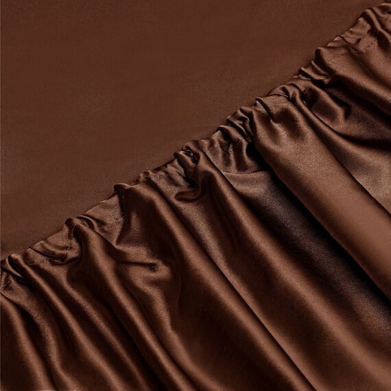 Vonty Satin-Bettlaken, Queen-Size-Bett, seidig, weiches Satin-Bettwäsche-Set, 1 Spannbettlaken mit tiefen Taschen + 1 Bettlaken + 2 Kissenbezüge, Braun