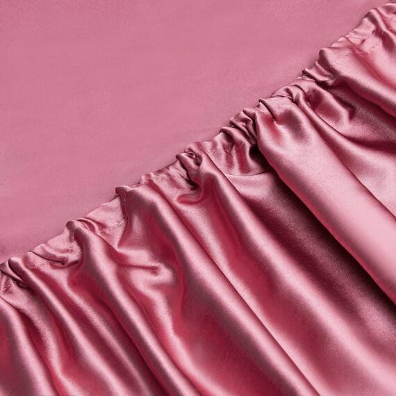Vonty Satin-Bettlaken-Set, seidig weiches Satin, 1 Spannbettlaken mit tiefen Taschen + 1 Bettlaken + 1 Kissenbezug, Hellweinrot
