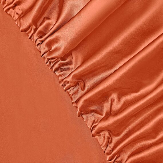 Vonty Satin Sheets Queen Silky Soft Satin Bed Sheets Burnt Orange Satin Sheets Set, 1 Deep Pocket Fitted Sheet + 1 Flat Sheet + 2 Pillowcases
