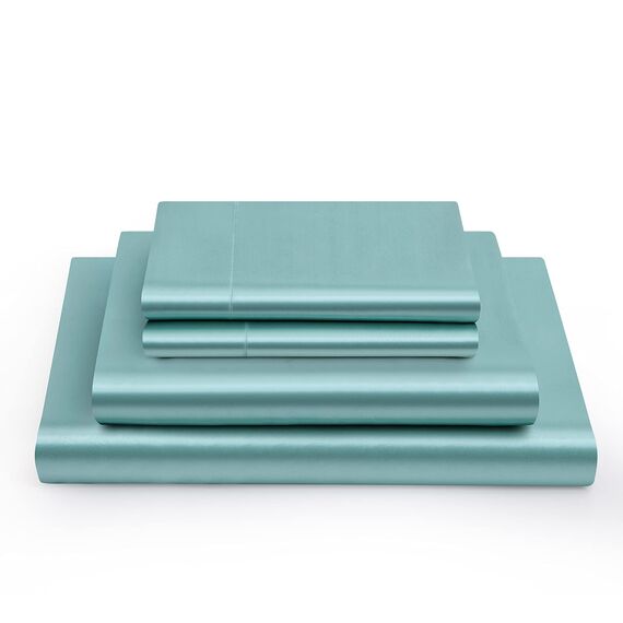 Vonty Satin-Bettlaken-Set, volle Größe, seidig-weiches Satin-Bettwäsche-Set, 1 Spannbettlaken mit tiefen Taschen + 1 Bettlaken + 2 Kissenbezüge