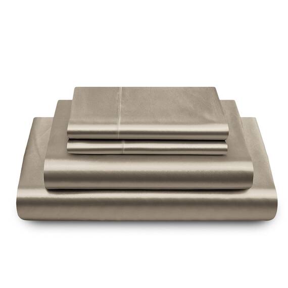 Vonty Satin-Bettlaken, seidig-weiches Satin, Sandlaken-Set, 1 Spannbettlaken mit tiefen Taschen + 1 Bettlaken + 2 Kissenbezüge