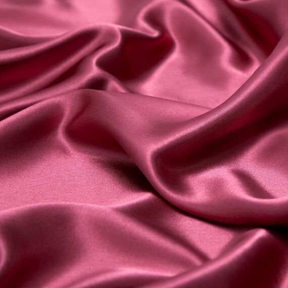 Vonty Satin-Bettlaken, volle Größe, seidig-weiches Satin-Bettwäsche-Set, 1 Spannbettlaken mit tiefen Taschen + 1 Bettlaken + 2 Kissenbezüge, Hellweinrot