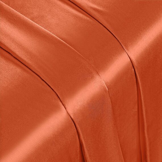 Vonty Satin-Bettlaken, Kingsize-Bett, seidig weiches Satin-Bettwäsche-Set, 1 tiefes Spannbetttuch + 1 Bettlaken + 2 Kissenbezüge, Burnt Orange
