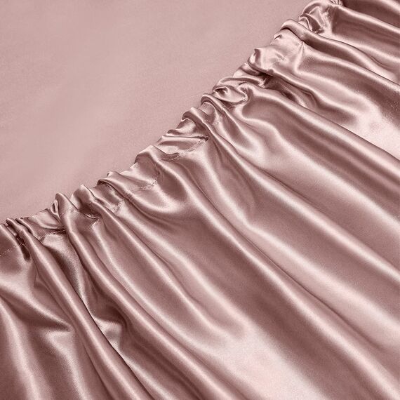 Vonty Satin-Bettlaken, King-Size, seidig weich, Satin, Rosa, Champagnerfarben, 1 Spannbettlaken mit tiefen Taschen + 1 Bettlaken + 2 Kissenbezüge