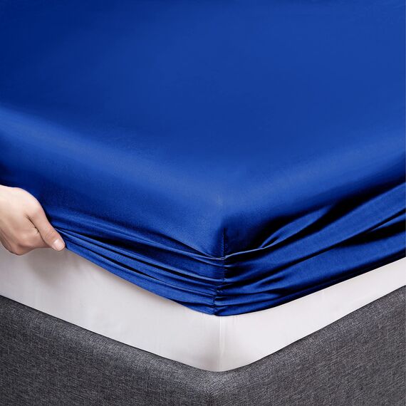 Vonty Satin-Bettlaken, seidig, weiches Satin-Bettwäsche-Set, Königsblau, 1 Spannbettlaken mit tiefen Taschen + 1 Bettlaken + 2 Kissenbezüge