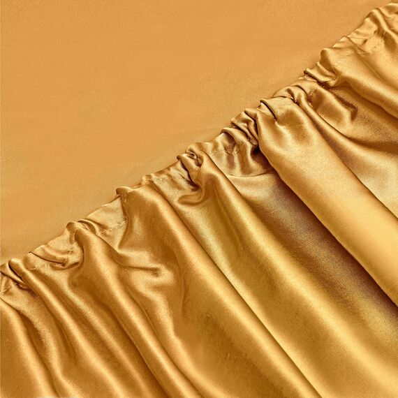 Vonty Satin-Bettlaken, seidig, weiches Satin-Bettwäsche-Set, 1 Spannbettlaken mit tiefen Taschen + 1 Bettlaken + 2 Kissenbezüge, Gelbgold, 1 Stück