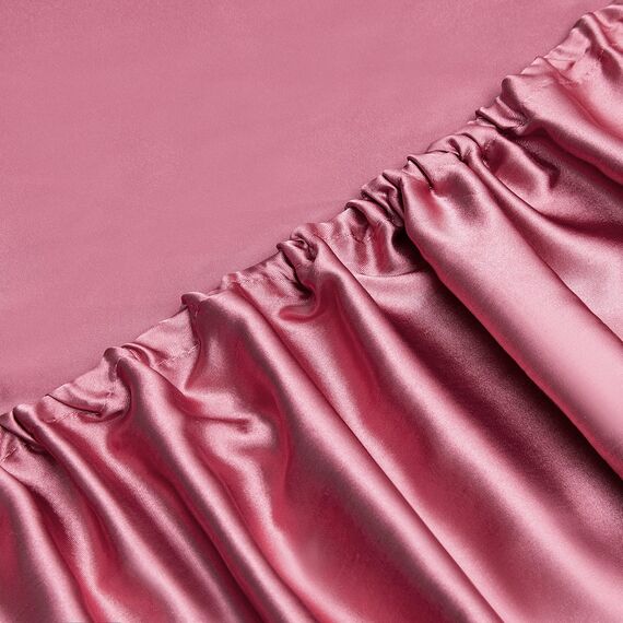 Vonty Satin-Bettlaken, volle Größe, seidig-weiches Satin-Bettwäsche-Set, 1 Spannbettlaken mit tiefen Taschen + 1 Bettlaken + 2 Kissenbezüge, Hellweinrot