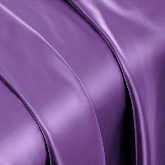 Vonty Satin-Bettlaken, seidig, weiches Satin-Bettwäsche-Set, 1 Spannbettlaken mit tiefen Taschen + 1 Bettlaken + 2 Kissenbezüge, Violett