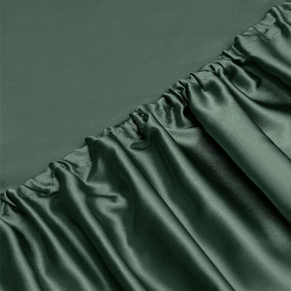 Vonty Satin-Bettlaken, seidig, weiches Satin-Bettwäsche-Set, Waldgrün, 1 Spannbettlaken mit tiefen Taschen + 1 Bettlaken + 2 Kissenbezüge