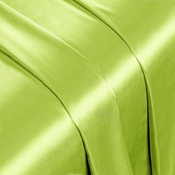 Vonty Satin-Bettlaken für Queensize-Bett, seidig weiches Satin, Limettengrün, 1 Spannbetttuch mit tiefer Tasche, 1 Bettlaken + 2 Kissenbezüge