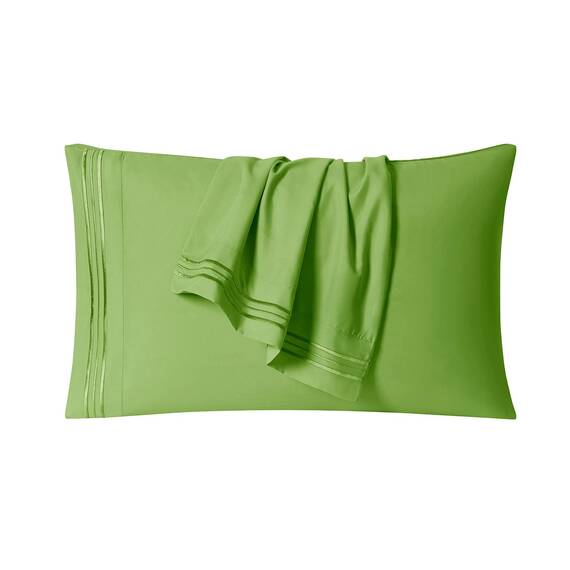 Clara Clark, Premier-1800-Collection, Deluxe-Mikrofaser, 3-Linien-Bettbezug, Silber/Hellgrau, Queen, Garden Green, Full (Double) Size
