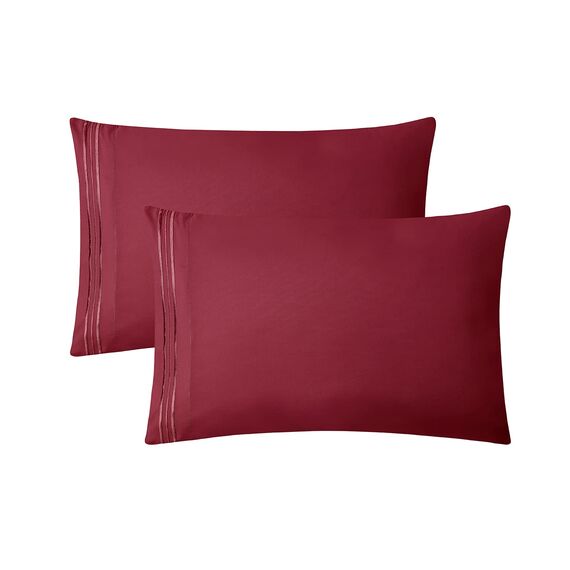 Clara Clark Luxury Soft Bedding Sheets & Pillowcases Bettwäsche-Set für Doppelbett, gebürstet, Tiefe Taschen, Mikrofaser, Burgunderrot Rot, Twin XL