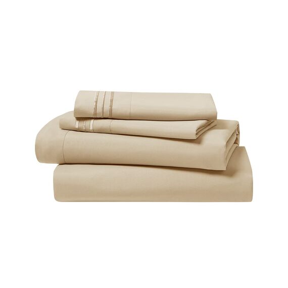 Clara Clark, Premier-1800-Collection, Deluxe-Mikrofaser, 3-Linien-Bettbezug, Silber/Hellgrau, Queen, Beige Cream, Queen Size