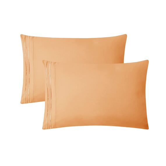 Clara Clark Luxury Soft Bedding Sheets & Pillowcases Bettwäsche-Set für Doppelbett, gebürstet, Tiefe Taschen, Mikrofaser, Apricot Orange, Full