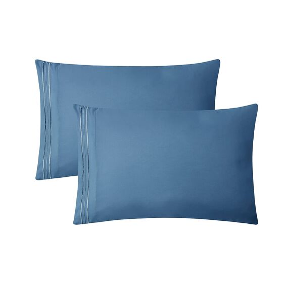 Clara Clark Luxury Soft Bedding Sheets & Pillowcases Bettwäsche-Set für Doppelbett, gebürstet, Tiefe Taschen, Mikrofaser, Blue Heaven, California King