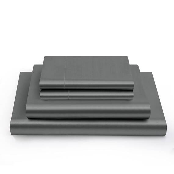 Vonty Satin-Bettlaken, Split-King-Size-Bett, seidig, weiches Satin-Bettwäsche-Set, 2 tiefe Spannbettlaken + 1 Bettlaken + 2 Kissenbezüge, Grau