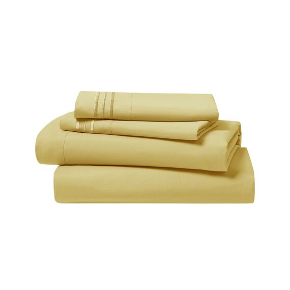 Clara Clark, Premier-1800-Collection, Deluxe-Mikrofaser, 3-Linien-Bettbezug, Silber/Hellgrau, Queen, Custard Mellow Yellow, Queen Size