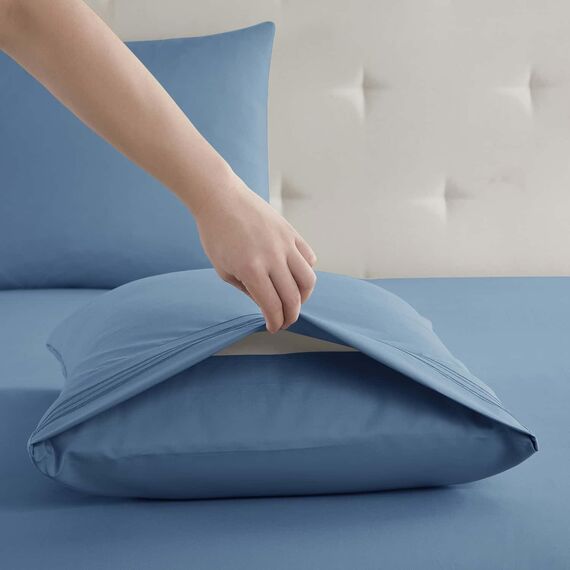 Clara Clark Luxury Soft Bedding Sheets & Pillowcases Bettwäsche-Set für Doppelbett, gebürstet, Tiefe Taschen, Mikrofaser, Blue Heaven, California King
