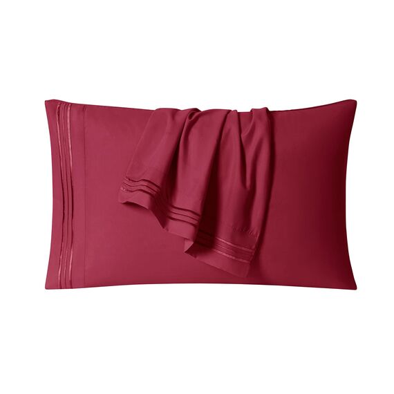 Clara Clark Luxury Soft Bedding Sheets & Pillowcases Bettwäsche-Set für Doppelbett, gebürstet, Tiefe Taschen, Mikrofaser, Burgunderrot Rot, Twin XL