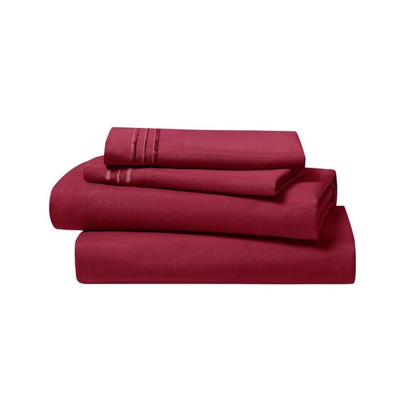 Clara Clark Luxury Soft Bedding Sheets & Pillowcases Bettwäsche-Set für Doppelbett, gebürstet, Tiefe Taschen, Mikrofaser, Burgunderrot Rot, Twin XL