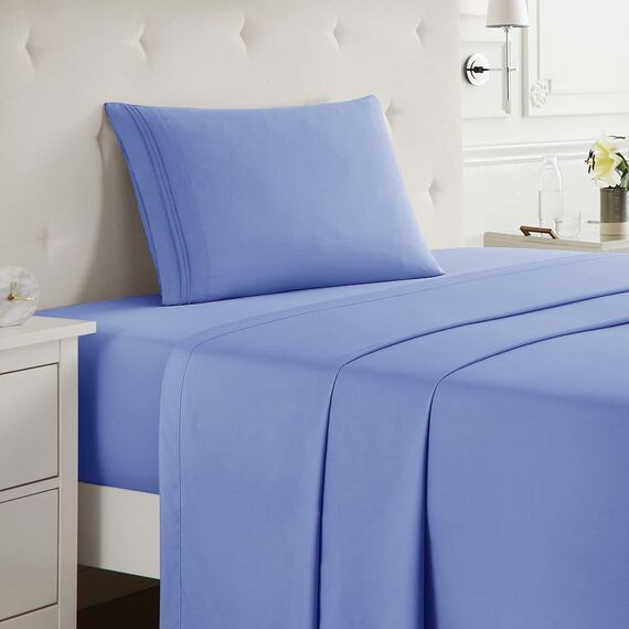 Clara Clark Bettwäsche-Set für Doppelbett, Tiefe Taschen, für Doppelbett, 3-teilig, luxuriös, weiche Bettwäsche und Kissenbezüge, ruhiges Blau