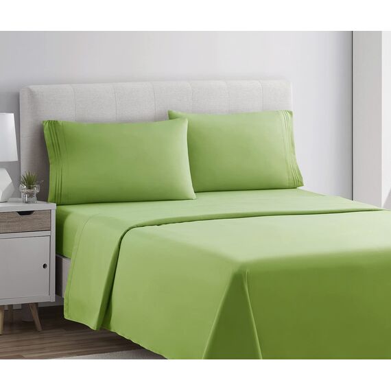 Clara Clark Luxury Soft Bedding Sheets & Pillowcases Bettwäsche-Set für Doppelbett, gebürstet, Tiefe Taschen, Mikrofaser, Garten Grün, Twin