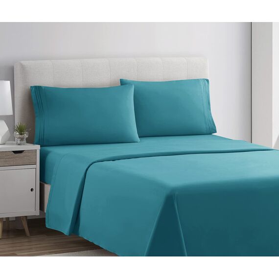 Clara Clark Luxury Soft Bedding Sheets & Pillowcases Bettwäsche-Set für Doppelbett, gebürstet, Tiefe Taschen, Mikrofaser, blaugrün, King Size