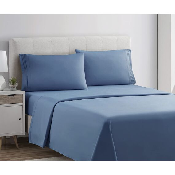 Clara Clark Luxury Soft Bedding Sheets & Pillowcases Bettwäsche-Set für Doppelbett, gebürstet, Tiefe Taschen, Mikrofaser, Blue Heaven, Queen