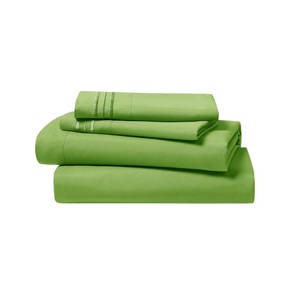 Clara Clark, Premier-1800-Collection, Deluxe-Mikrofaser, 3-Linien-Bettbezug, Silber/Hellgrau, Queen, Garden Green, Queen Size