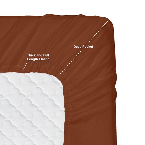 Clara Clark Luxury Soft Bedding Sheets & Pillowcases Bettwäsche-Set für Doppelbett, gebürstet, Tiefe Taschen, Mikrofaser, Gebrannte Siena, King