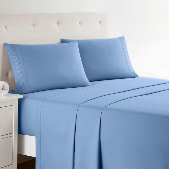 Clara Clark Luxury Soft Bedding Sheets & Pillowcases Bettwäsche-Set für Doppelbett, gebürstet, Tiefe Taschen, Mikrofaser, Blue Heaven, Queen
