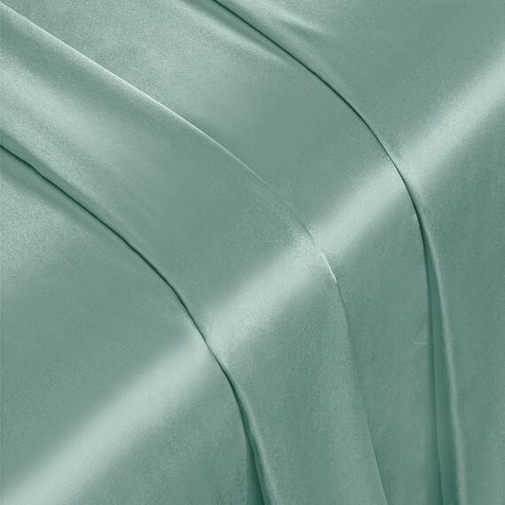 Vonty Satin-Bettlaken-Set, für Doppelbett, Mintgrün, 1 Spannbettlaken mit tiefen Taschen + 1 Bettlaken + 2 Kissenbezüge