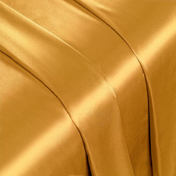 Vonty Satin Sheets King Silky Soft Satin Bed Sheets Yellow Gold Sheet Set, 1 Deep Pocket Fitted Sheet + 1 Flat Sheet + 2 Pillowcases