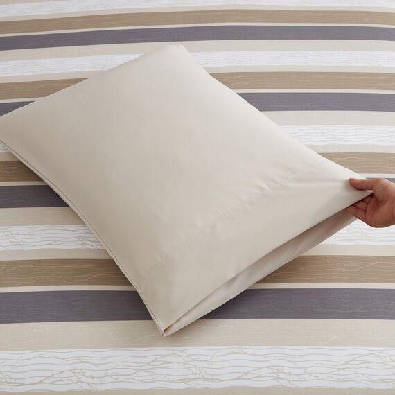 Clara Clark Queen-Size-Bettlaken-Set, 6-teilig, luxuriöses Hotel-Bettwäsche-Set für Queen-Size-Bett, superweiche Bettwäsche und Kissenbezüge, Queen-Size-Größe, Braun gestreift