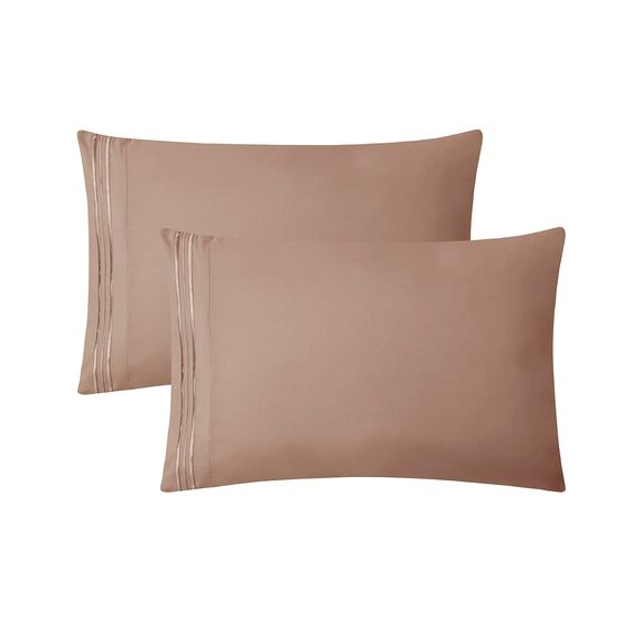 Clara Clark Luxury Soft Bedding Sheets & Pillowcases Bettwäsche-Set für Doppelbett, gebürstet, Tiefe Taschen, Mikrofaser, Taupe Sand, Queen