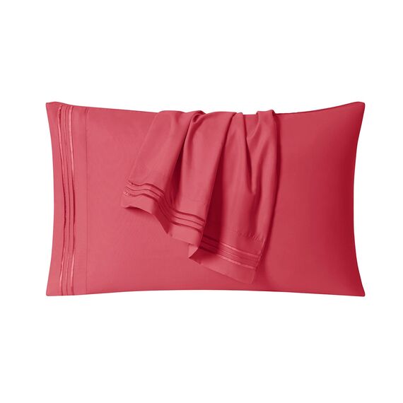 Clara Clark Luxury Soft Bedding Sheets & Pillowcases Bettwäsche-Set für Doppelbett, gebürstet, Tiefe Taschen, Mikrofaser, Korallenpink, California King, 4