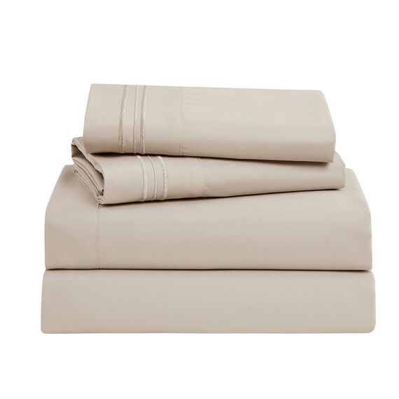 Clara Clark Premier 1800 Serie Bettlaken-Set, Tiefe Taschen, knitterfrei, farbecht, schmutzabweisend, luxuriös, weiche Bettwäsche und Kissenbezüge, geteiltes Kingsize-Bett, Leinen