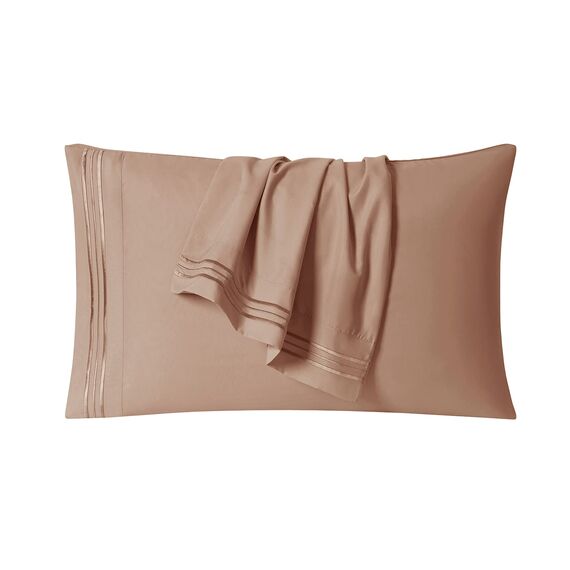 Clara Clark Luxury Soft Bedding Sheets & Pillowcases Bettwäsche-Set für Doppelbett, gebürstet, Tiefe Taschen, Mikrofaser, Taupe Sand, Queen