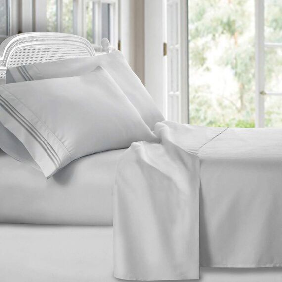 Clara Clark Luxury Soft Bedding Sheets & Pillowcases Bettwäsche-Set für Doppelbett, gebürstet, Tiefe Taschen, Mikrofaser, Silbergrau, Queen