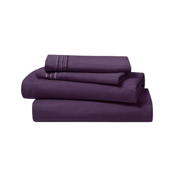 Clara Clark Luxury Soft Bedding Sheets & Pillowcases Bettwäsche-Set für Doppelbett, gebürstet, Tiefe Taschen, Mikrofaser, Violette Aubergine, Twin, 3