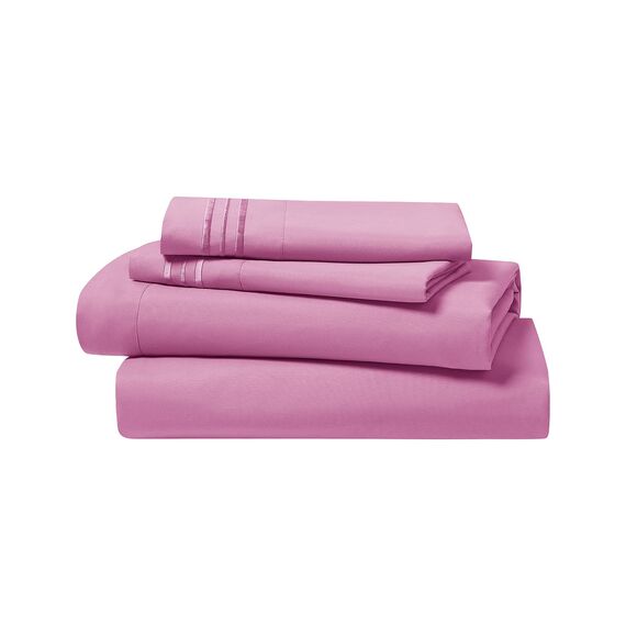 Clara Clark, Premier-1800-Collection, Deluxe-Mikrofaser, 3-Linien-Bettbezug, Silber/Hellgrau, Queen, Strawberry Pink, Kingsize